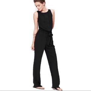 Loft black tie waist jumpsuit 2